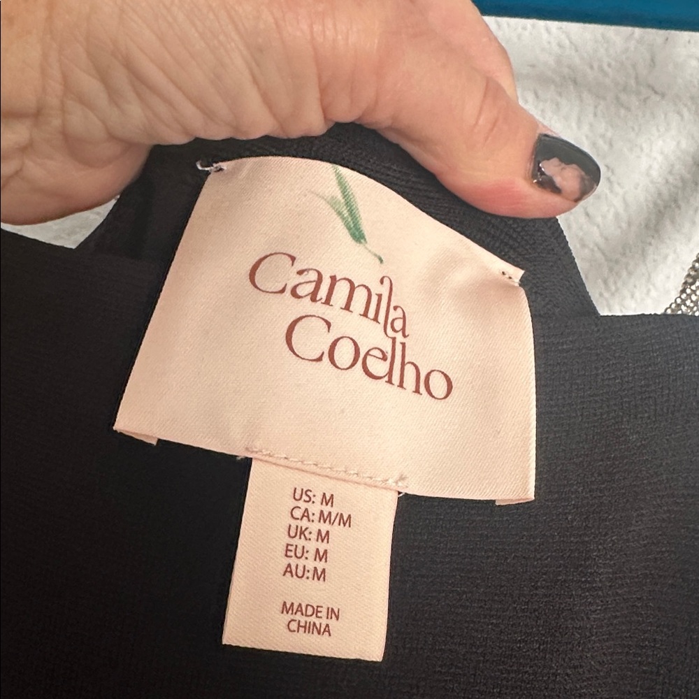 Camila Coelho black Jude rhinestone straps fine knit dress M - Picture 9 of 10